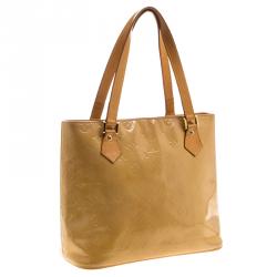 Pre Owned Louis Vuitton Lime Vernis Monogram Houston Tote