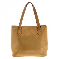 Pre Owned Louis Vuitton Lime Vernis Monogram Houston Tote