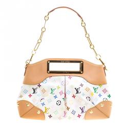 Pre Owned Louis Vuitton White Multicolor Monogram Canvas Judy MM Bag