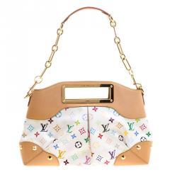 Pre Owned Louis Vuitton White Multicolor Monogram Canvas Judy MM Bag