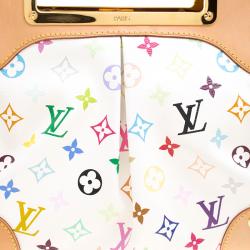 Pre Owned Louis Vuitton White Multicolor Monogram Canvas Judy MM Bag