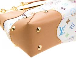 Pre Owned Louis Vuitton White Multicolor Monogram Canvas Judy MM Bag