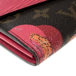 Pre Owned Louis Vuitton Coquelicot Monogram Canvas and Epi Leather Ramages Sarah Wallet