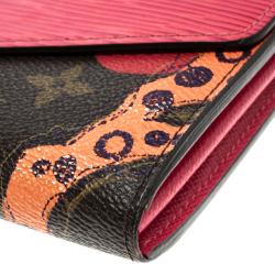 Pre Owned Louis Vuitton Coquelicot Monogram Canvas and Epi Leather Ramages Sarah Wallet
