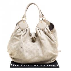 Pre Owned Louis Vuitton Lin Monogram Mahina Leather XL Bag