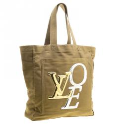 Pre Owned Louis Vuitton Khaki Canvas Limited Edition That's Love Miroir Tote