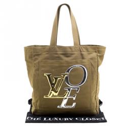 Pre Owned Louis Vuitton Khaki Canvas Limited Edition That's Love Miroir Tote