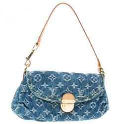 Pre Owned Louis Vuitton Blue Denim Monogram Mini Pleaty
