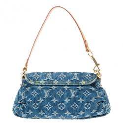 Pre Owned Louis Vuitton Blue Denim Monogram Mini Pleaty