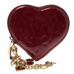 Louis Vuitton Monogram Vernis Heart on Chain Red Leather Patent