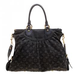 Pre Owned Louis Vuitton Black Monogram Denim Neo Cabby GM Bag