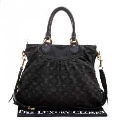 Pre Owned Louis Vuitton Black Monogram Denim Neo Cabby GM Bag