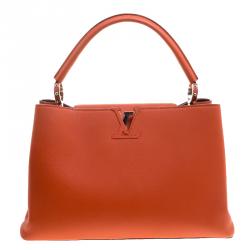 Pre Owned Louis Vuitton Corall Taurillon Leather Capucines MM Bag