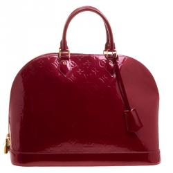 Pre Owned Louis Vuitton Red Monogram Vernis Alma GM Bag