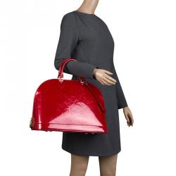 Pre Owned Louis Vuitton Red Monogram Vernis Alma GM Bag