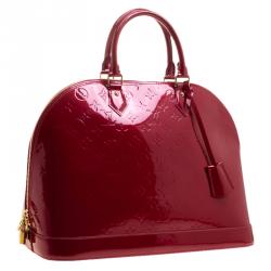 Pre Owned Louis Vuitton Red Monogram Vernis Alma GM Bag