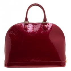 Pre Owned Louis Vuitton Red Monogram Vernis Alma GM Bag