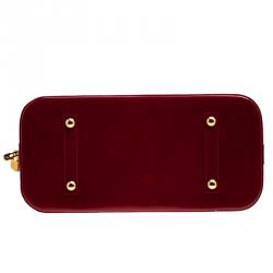 Pre Owned Louis Vuitton Red Monogram Vernis Alma GM Bag