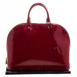 Pre Owned Louis Vuitton Red Monogram Vernis Alma GM Bag