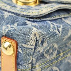 Pre Owned حقيبة لوي فيتون باغي دنيم مونوغرامي زرقاء PM