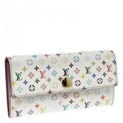 مملوكة مسبقًا Louis Vuitton White Multicolor Canvas Sarah Wallet