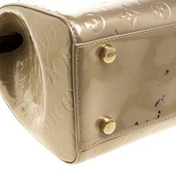 Pre Owned Louis Vuitton Beige Poudre Monogram Vernis Brea GM Bag