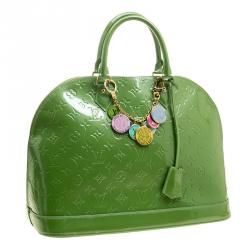 Pre Owned Louis Vuitton Vert Tonic Monogram Vernis Alma GM Bag