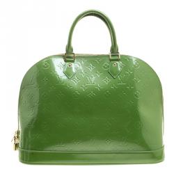 Pre Owned Louis Vuitton Vert Tonic Monogram Vernis Alma GM Bag