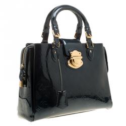 Pre Owned Louis Vuitton Bleu Nuit Monogram Vernis Melrose Avenue Tote