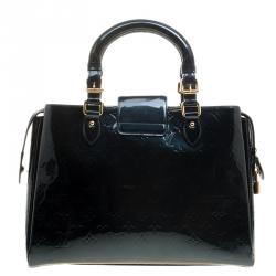 Pre Owned Louis Vuitton Bleu Nuit Monogram Vernis Melrose Avenue Tote