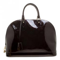 Pre Owned Louis Vuitton Amarante Monogram Vernis Alma GM Bag