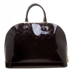 Pre Owned Louis Vuitton Amarante Monogram Vernis Alma GM Bag