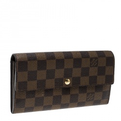 Pre Owned Louis Vuitton Damier Ebene Canvas Sarah Wallet