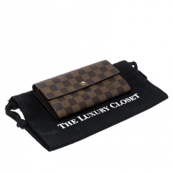 Pre Owned Louis Vuitton Damier Ebene Canvas Sarah Wallet