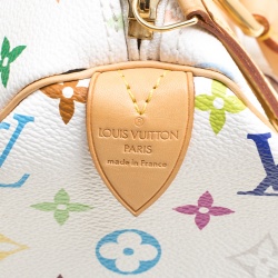 Pre Owned Louis Vuitton White Multicolor Monogram Canvas Speedy 30