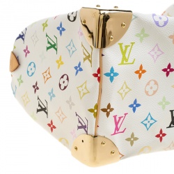 Pre Owned Louis Vuitton White Multicolor Monogram Canvas Speedy 30
