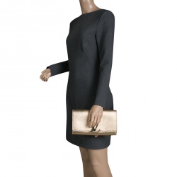 Pre Owned Louis Vuitton Gold Leather Louise Clutch