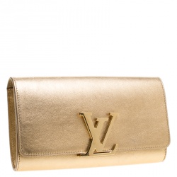 Pre Owned Louis Vuitton Gold Leather Louise Clutch