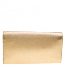 Pre Owned Louis Vuitton Gold Leather Louise Clutch