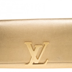 Pre Owned Louis Vuitton Gold Leather Louise Clutch