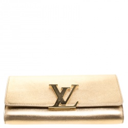 Pre Owned Louis Vuitton Gold Leather Louise Clutch