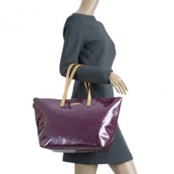 Pre Owned Louis Vuitton Violette Vernis Monogram Bellevue GM Tote
