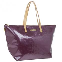 Pre Owned Louis Vuitton Violette Vernis Monogram Bellevue GM Tote