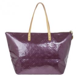 Pre Owned Louis Vuitton Violette Vernis Monogram Bellevue GM Tote