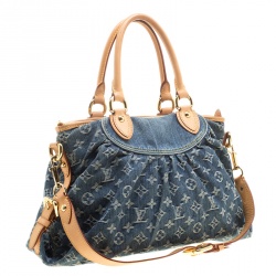 Pre Owned Louis Vuitton Encre Monogram Denim Neo Cabby MM Bag