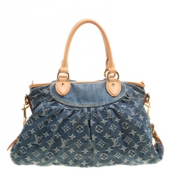 Pre Owned Louis Vuitton Encre Monogram Denim Neo Cabby MM Bag
