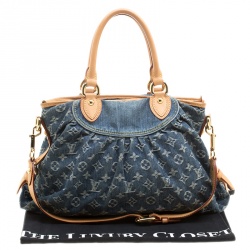 Pre Owned Louis Vuitton Encre Monogram Denim Neo Cabby MM Bag