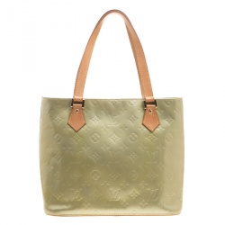 Pre Owned Louis Vuitton Apple Green Monogram Vernis Houston Tote