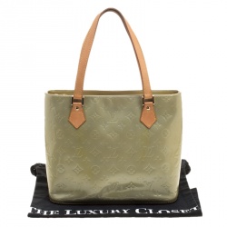 Pre Owned Louis Vuitton Apple Green Monogram Vernis Houston Tote