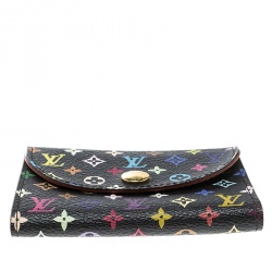 مملوكة مسبقًا Louis Vuitton Black Multicolor Monogram Canvas Card Holder